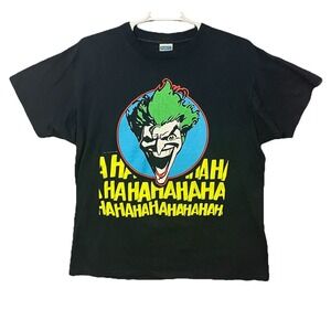 Vintage Joker Batman 1989 T-shirt DC Comics Movie 80s Size XL Black Short Sleeve